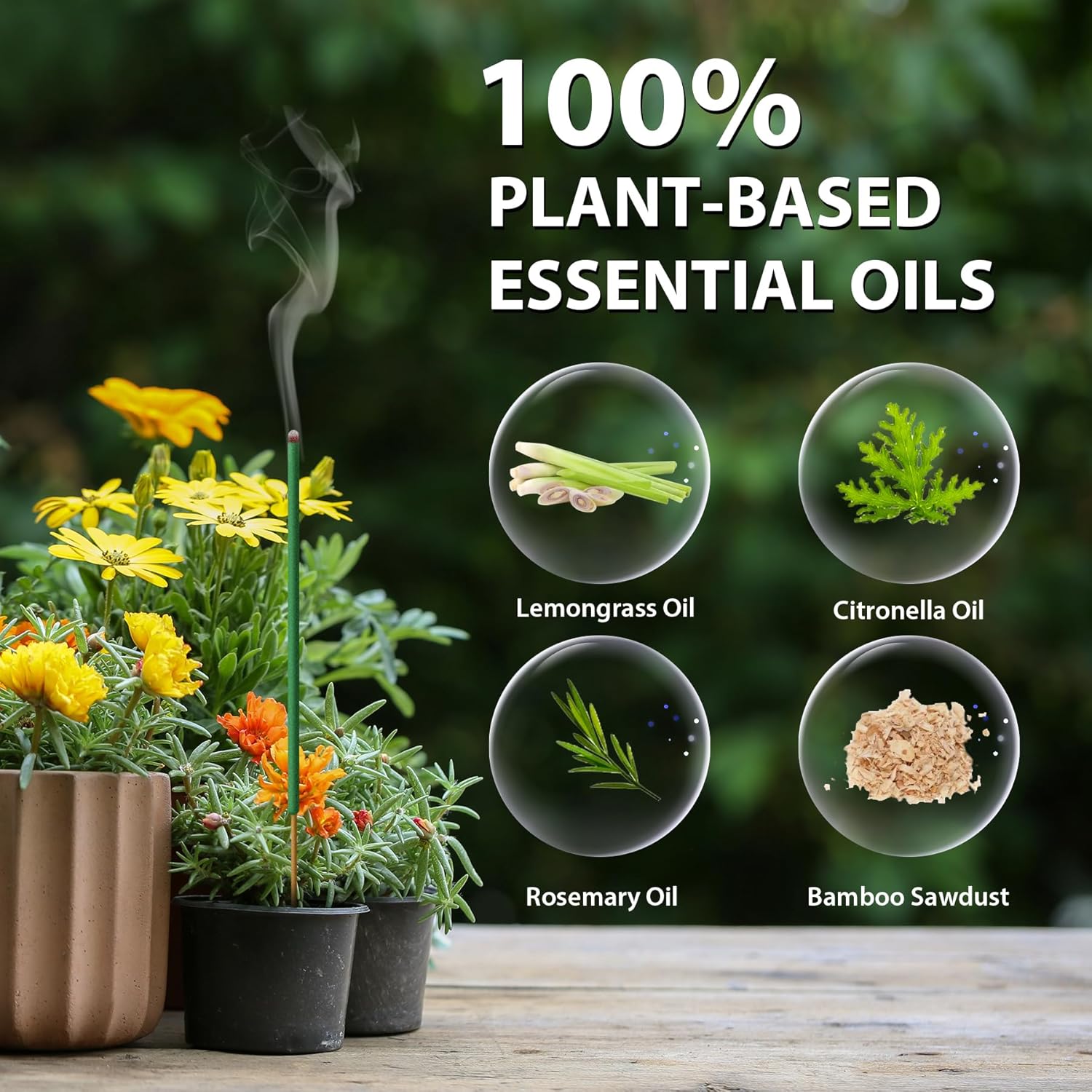 BugBai® Mosquito Repellent Incense Sticks 180 PCS, Citronella Oil DEET-Free Mosquito Repellent for Outdoor Patio Backyard Garden, Natural Plant-Based Bug Repellent for Camping Fishing