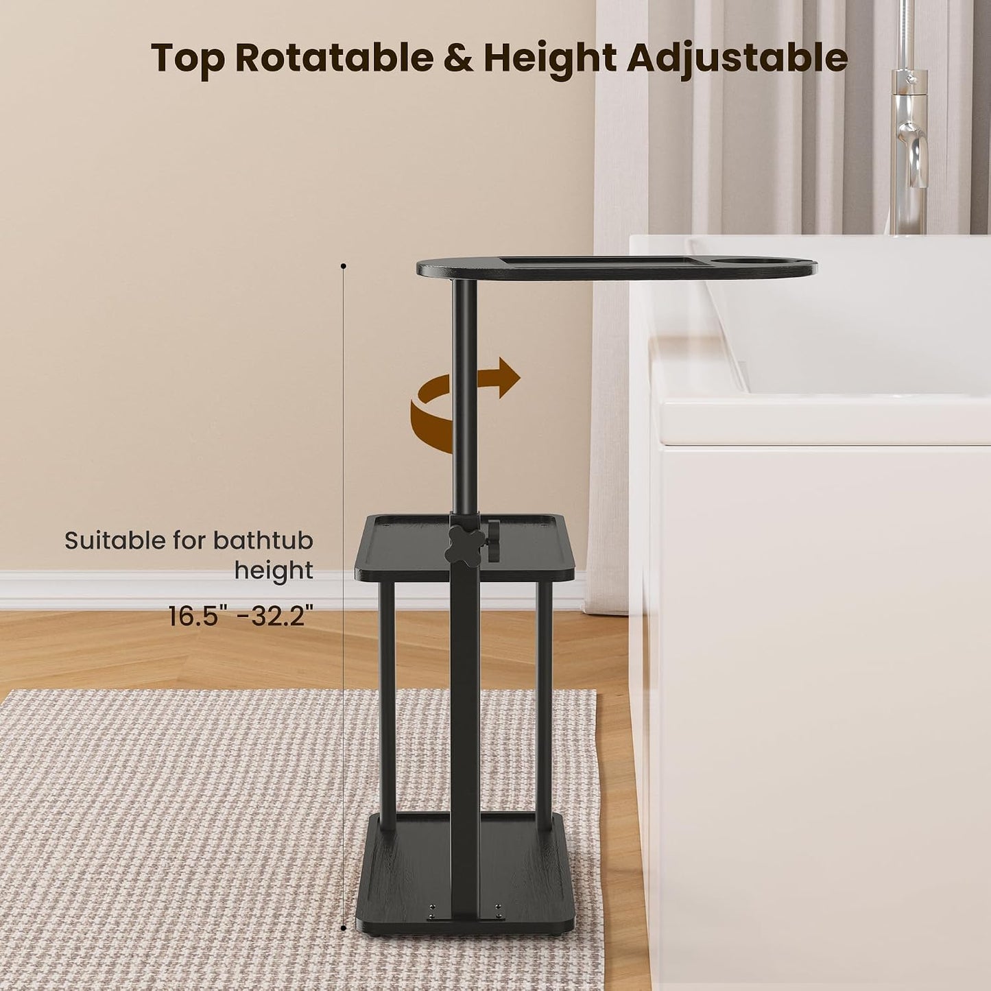 Bathtub Tray Table, Freestanding Bath Side Table Tub Tray Caddy, 3 Layer Bamboo Bath Board Shelf, Bathtub & Bathroom Accessories, New Home Gift for Mom, Housewarming, Anniversary, Wedding