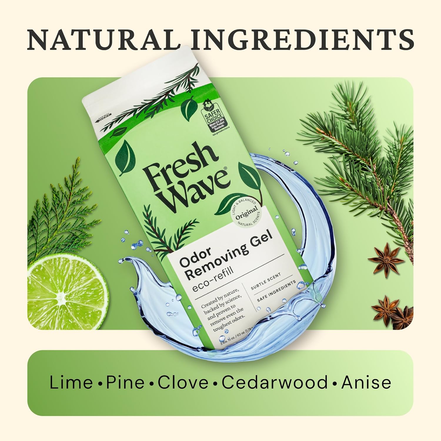 Fresh Wave Original Scent Odor Removing Gel Refill, 63 oz. | Safer Odor Absorbers for Home, Cooking, Trash, & Pets Areas | Natural Plant-Based Odor Eliminator