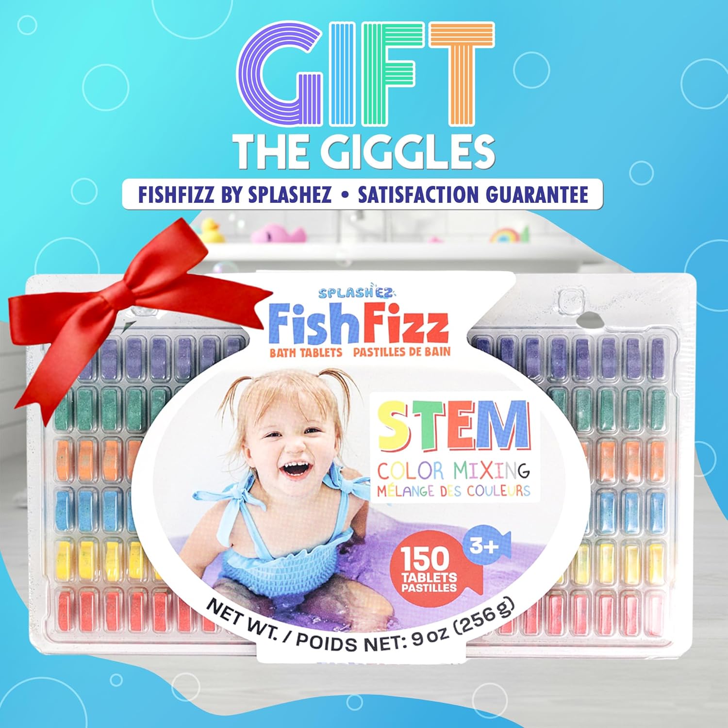 SplashEZ STEM Bath Color Tablets for Kids 150 Count - Fizzy Bath Bombs for Kids and Toddlers, Non Toxic, Fragrance Free, No Tub Staining, Easy Clean, Toys for Kids