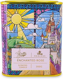 Disney Princess Home Collection Belle 11-Ounce Scented Tea Tin Candle with Enchanted Rose Fragrance | 28-Hour Burn Time | Home Decor Housewarming Essentials, Cute Gifts and Collectibles
