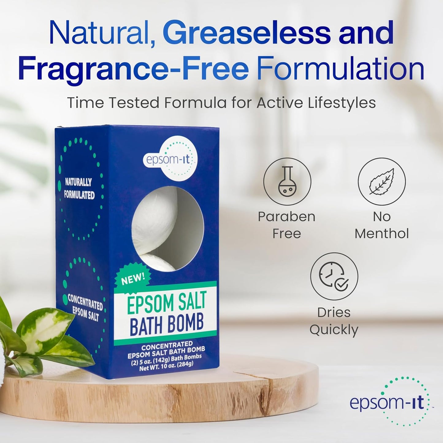 Epsom-It Epsom Salt Bath Bomb - Magnesium Sulfate Epsom Salts for Soothing and Refreshing soak, Recovery Magnesium Bath Soak for Women & Men, Unscented, 2-Pack