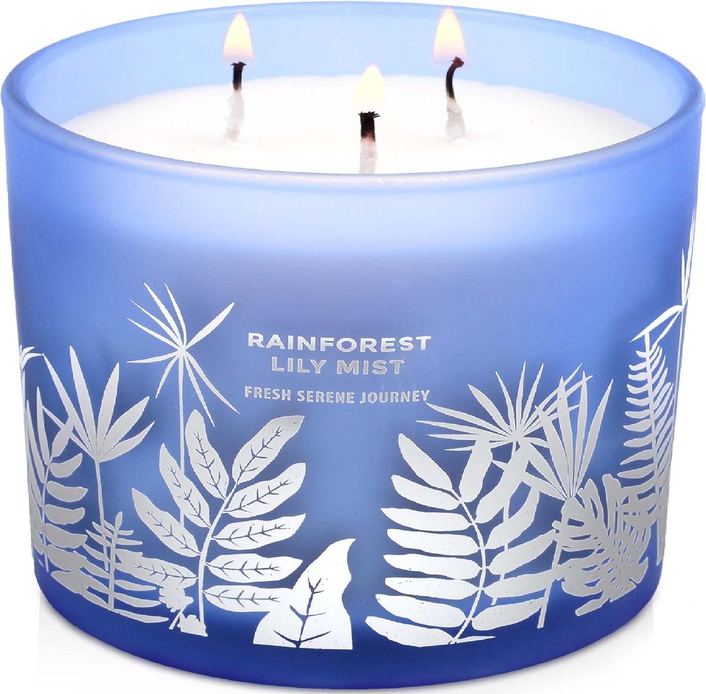 Large 3 Wick Scented Soy Candle for Home | Rainforest Lily Mist | 14.5oz Aromatherapy Spa Candle | Fresh Rain, Lily of the Valley, Jasmine & Cedarwood | Clean Burn Long Lasting | Gift for Women & Men