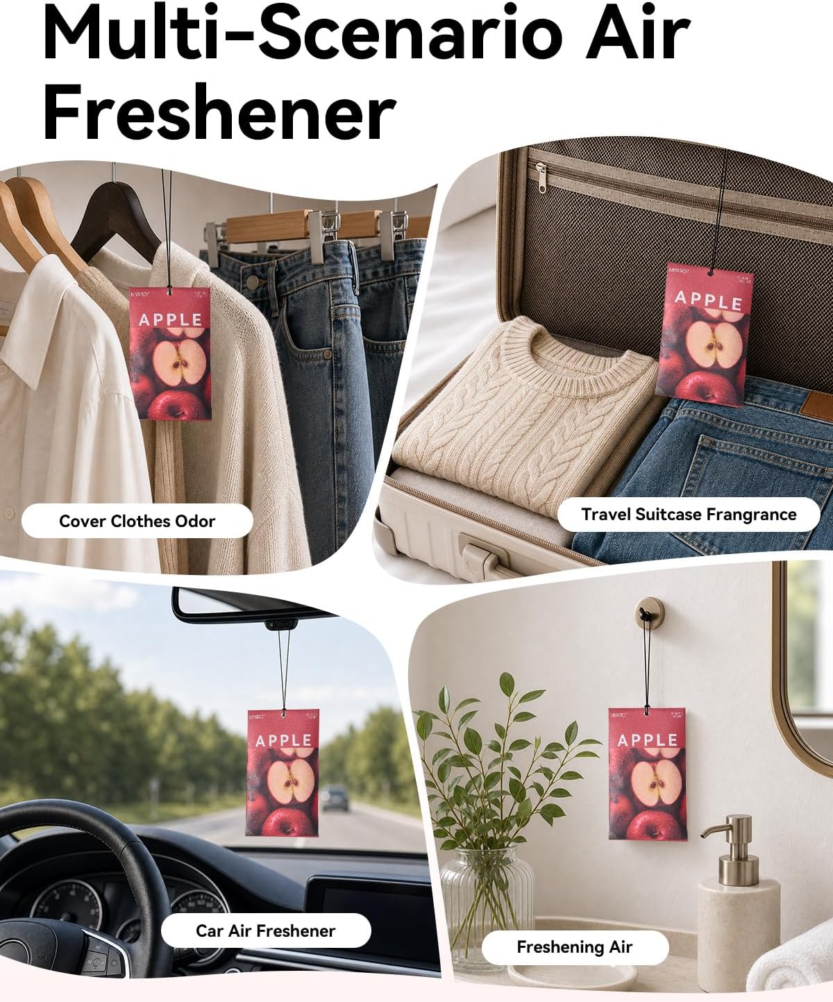 MYARO Red Apple Scented Sachets Air Freshener: Sweet Fruity Fragrance Hanging Bag for Home, Bedroom, Closet, Lingerie Drawer, Car, Apartment Dorm – Aroma Gift for Women & Teen Girls,20 Packs