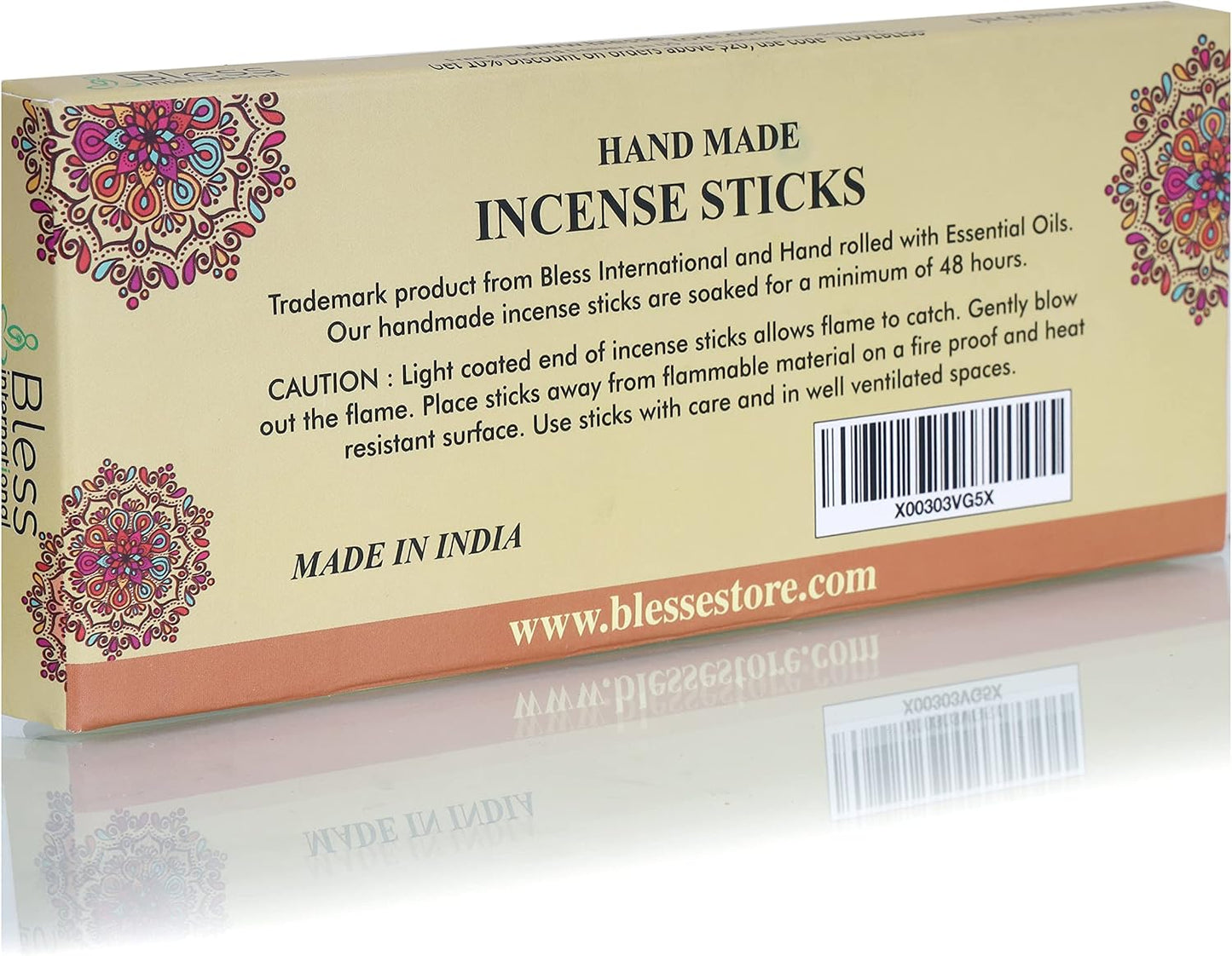 Bless-Sandalwood 100%-Natural-Handmade-Hand-Dipped-Incense-Sticks Organic-Chemicals-Charcoal-Free Purification-Relaxation-Positivity-Yoga-Meditation Best-Woods-Scent (100 Sticks (5.25 OZ))