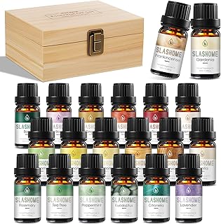 20 Pack Essential Oils for Diffusers for Home - Water Soluble Diffuser Oils Set for Humidifiers & Spa, Scented Oil with Wooden Gift Box for Women - Lavender, Peppermint, Sweet Orange, Tea Tree & More