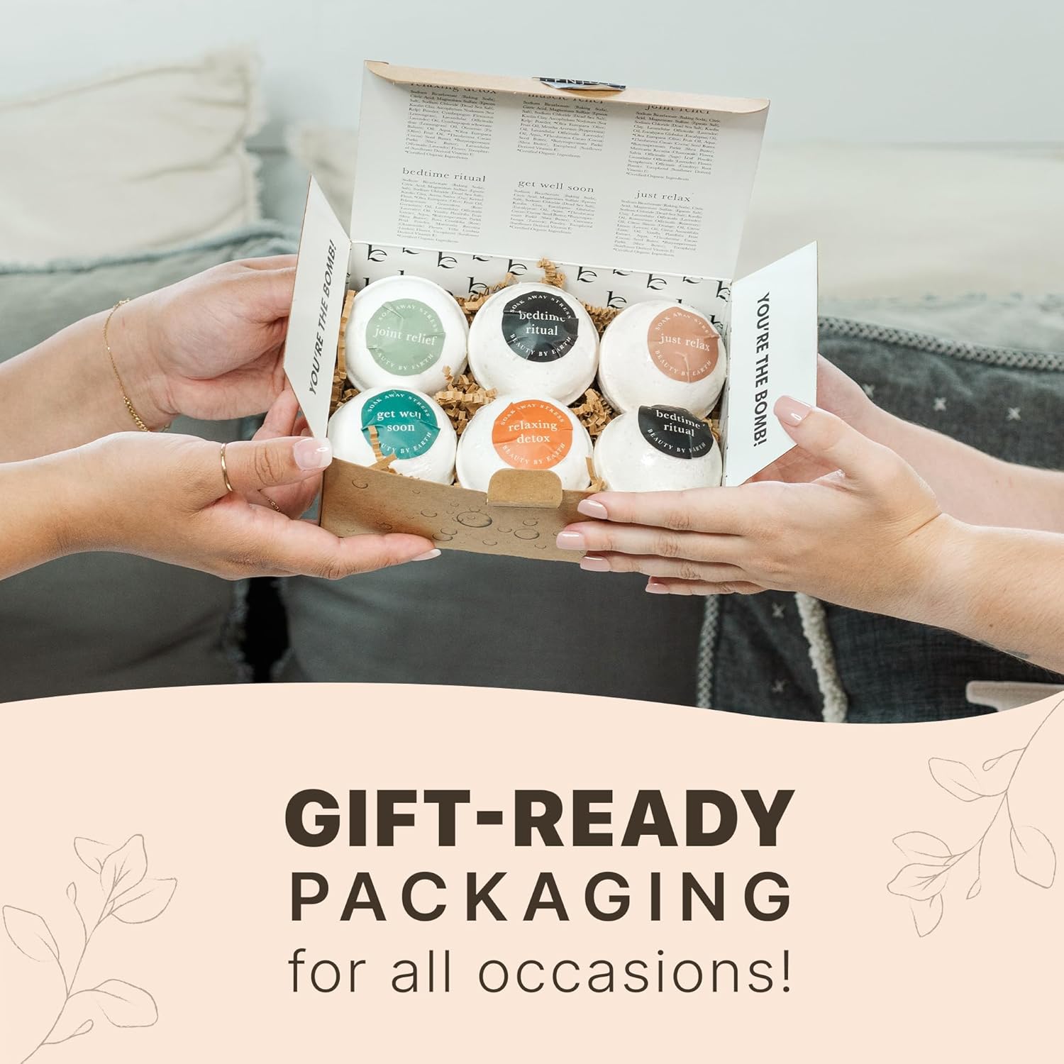 Bath Bombs Gift Set - USA Made with Organic & Natural Ingredients, Relaxing Spa Gifts for Women & Men
