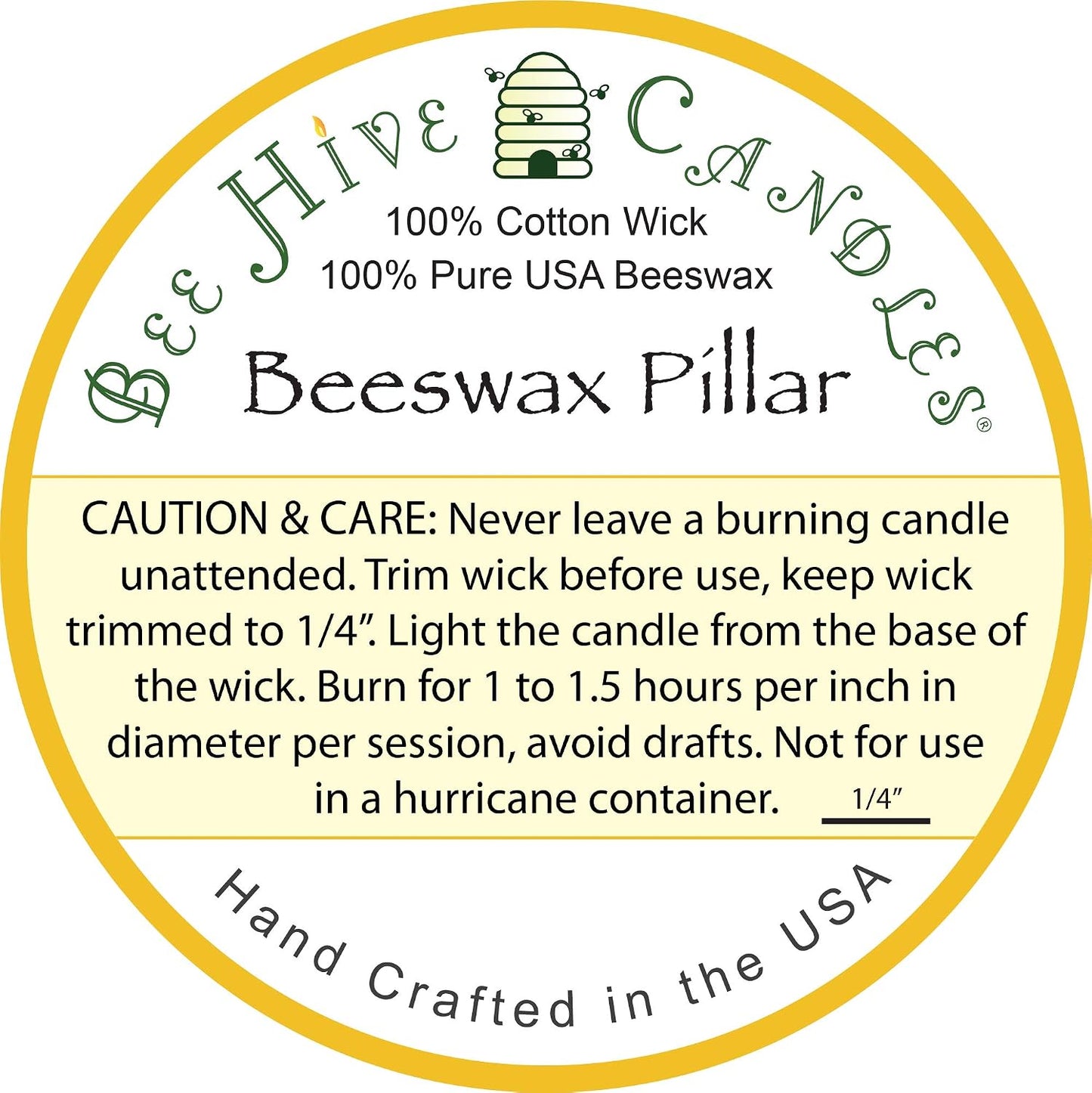 Bee Hive Candles 100% Pure Beeswax Pillar Candle (3" x 4")