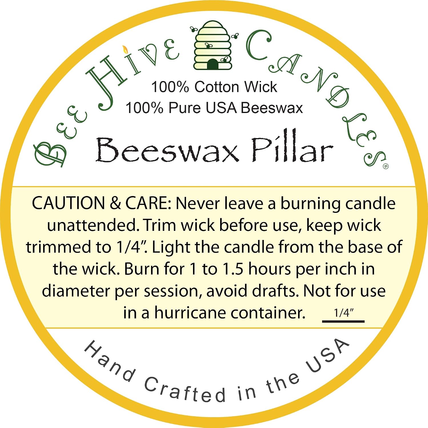 Bee Hive Candles 100% Pure Beeswax Pillar Candle (3" x 4")