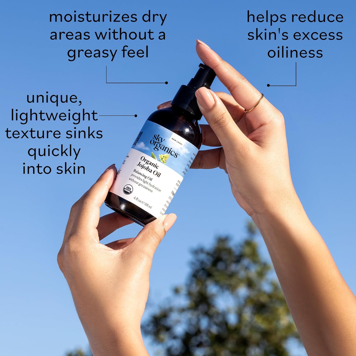 Sky Organics Organic Jojoba Oil, 100% Pure | Moisturizing for Face, Hair, Skin & Nails | Natural Cold Pressed Hexane Free | Base Carrier Oil