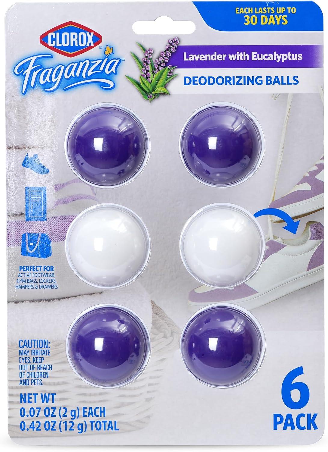 Clorox Fraganzia Deodorizing Balls, Lavender &amp; Eucalyptus, 6 Count, 12-Pk