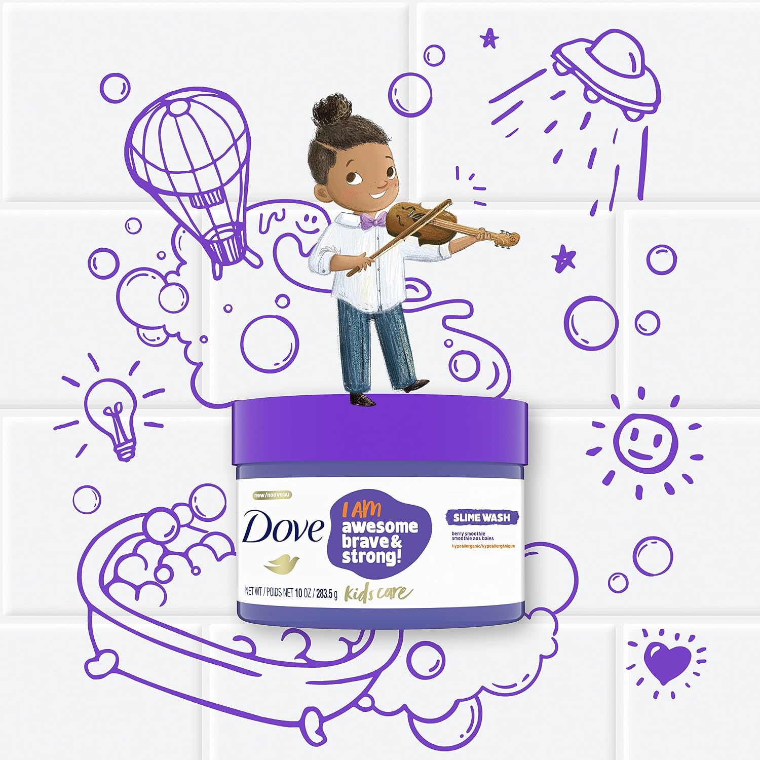 Dove Kids Care Slime Body Wash For Kids Berry Smoothie Hypoallergenic Skin Care 10 oz