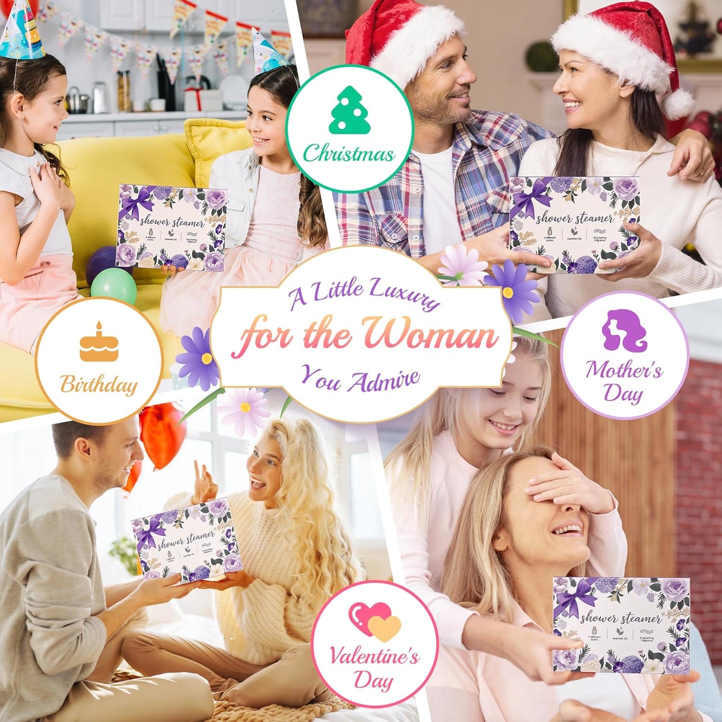 12pcs Aromatherapy Shower Steamers - Relaxation Birthday Christmas Set for Women and Men, Shower Bombs Tablets for Stress Relief and Self Care, Luxury Home Spa