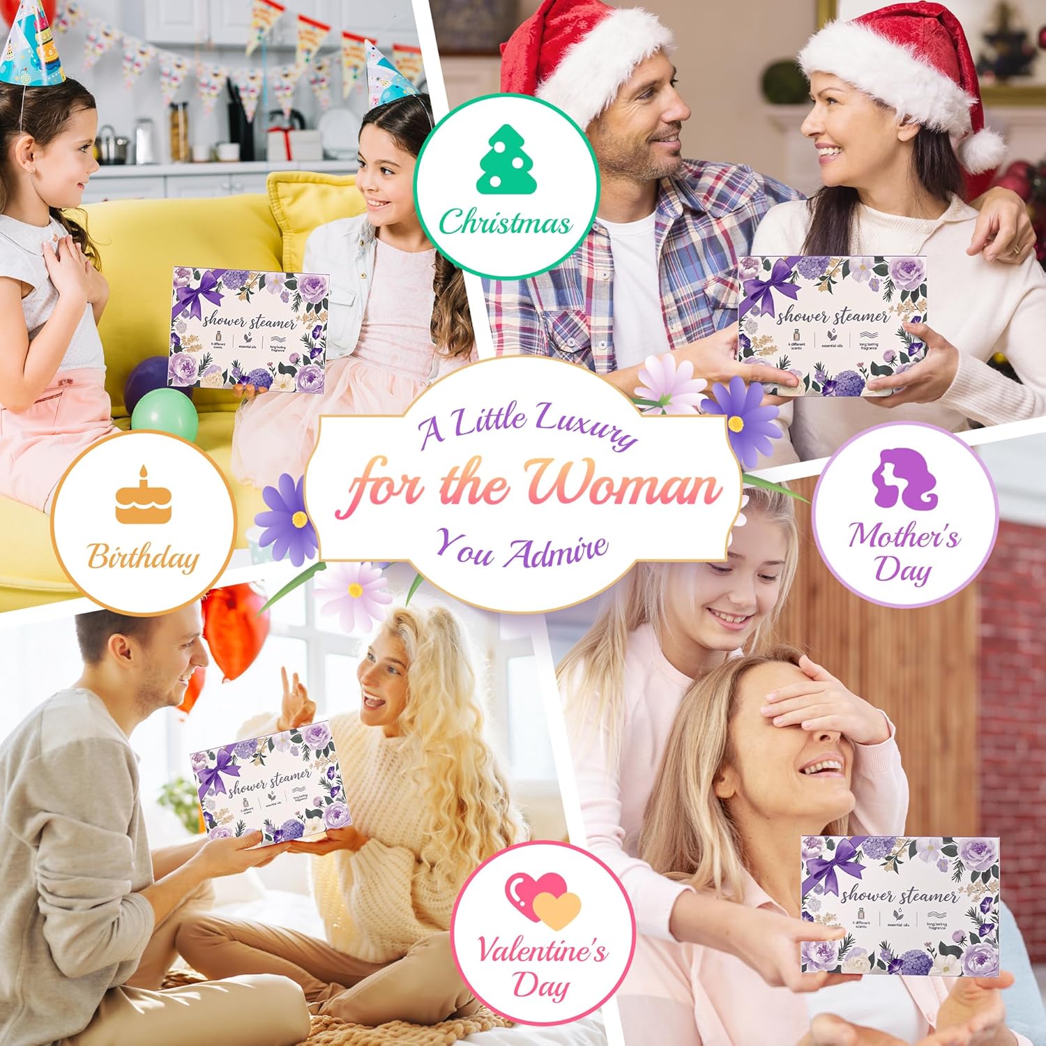 12pcs Aromatherapy Shower Steamers - Relaxation Birthday Christmas Set for Women and Men, Shower Bombs Tablets for Stress Relief and Self Care, Luxury Home Spa
