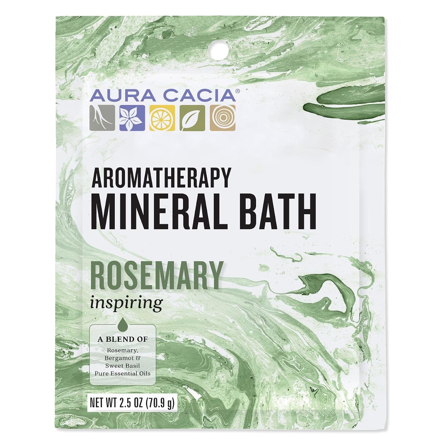 Aura Cacia Aromatherapy Mineral Bath, Inspiring Rosemary, 2.5 Ounce Packet (Pack of 3)