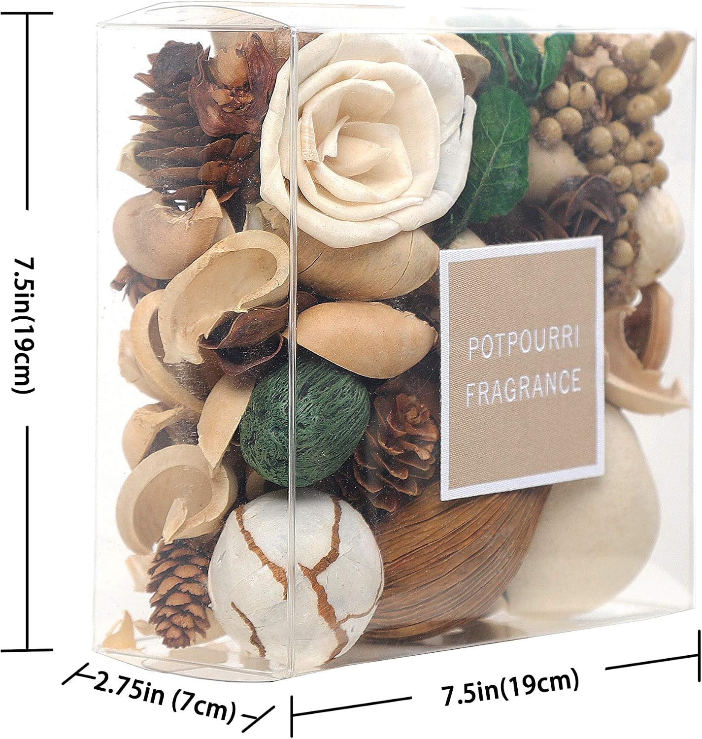 Qingbei Rina Spring Potpourri Dried Flowers,Peach Scented Decorative Potpourri Bowl Filler,Vase Filler,Home Fragrance Smell,Bathroom Decor,14 oz(White)
