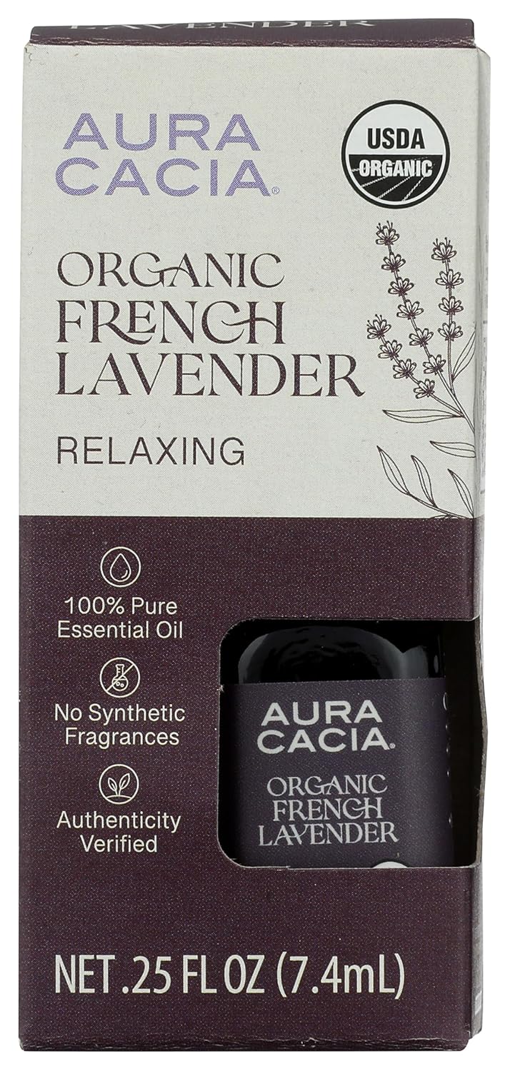 Aura Cacia Organic French Lavender Essential Oil, 0.25 FZ