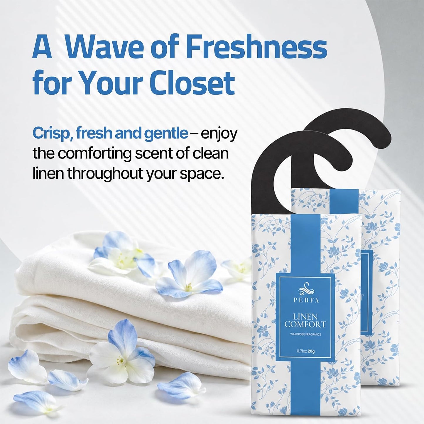 Closet Deodorizer Linen Scented 12 Pack Sachets | Odor Eliminator for Small Spaces | for Wardrobe, Storage, Cabinet, Shoes & Lockers | Long Lasting Fragrance | Linen Scent Closet Freshener by Perfa