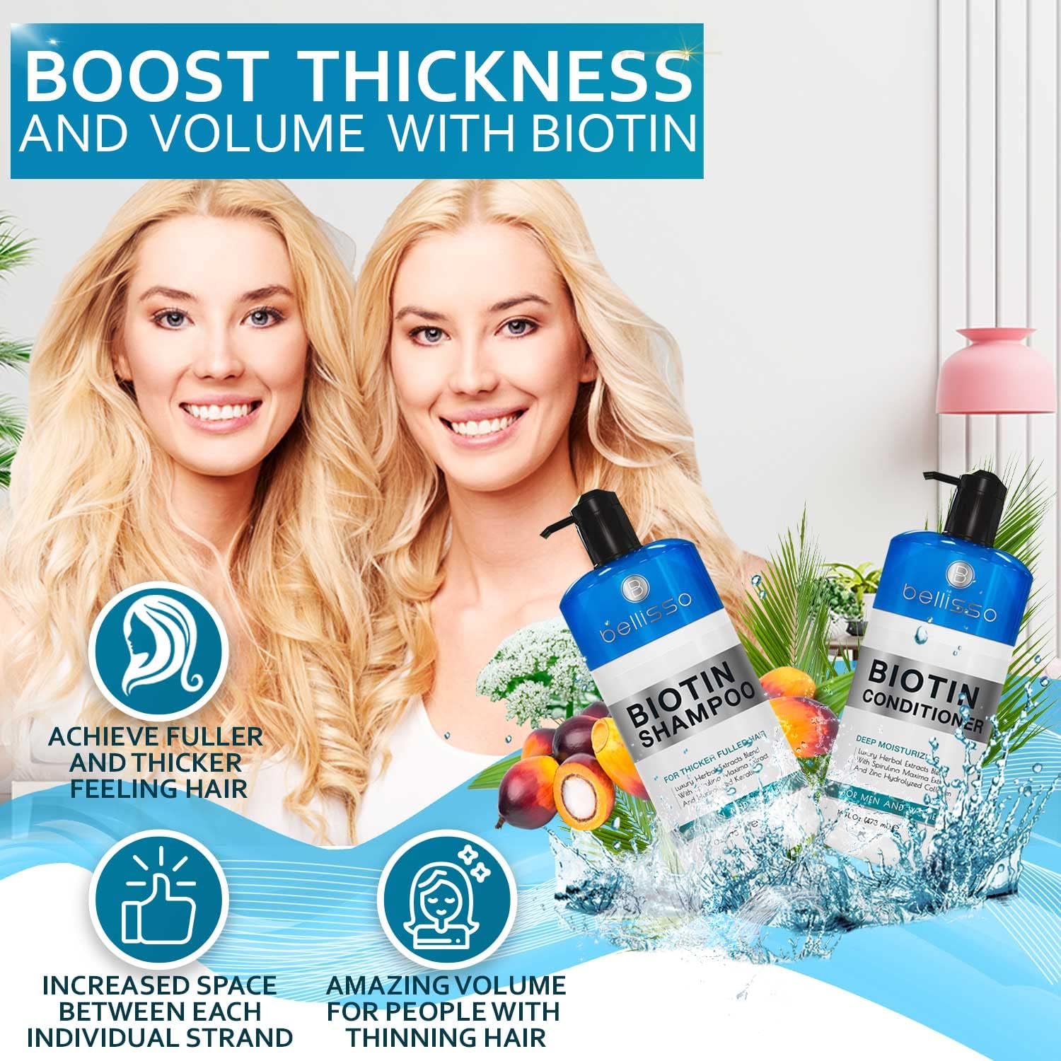 BELLISSO Aromatherapy Shower Steamers Set and Biotin Shampoo and Conditioner Set