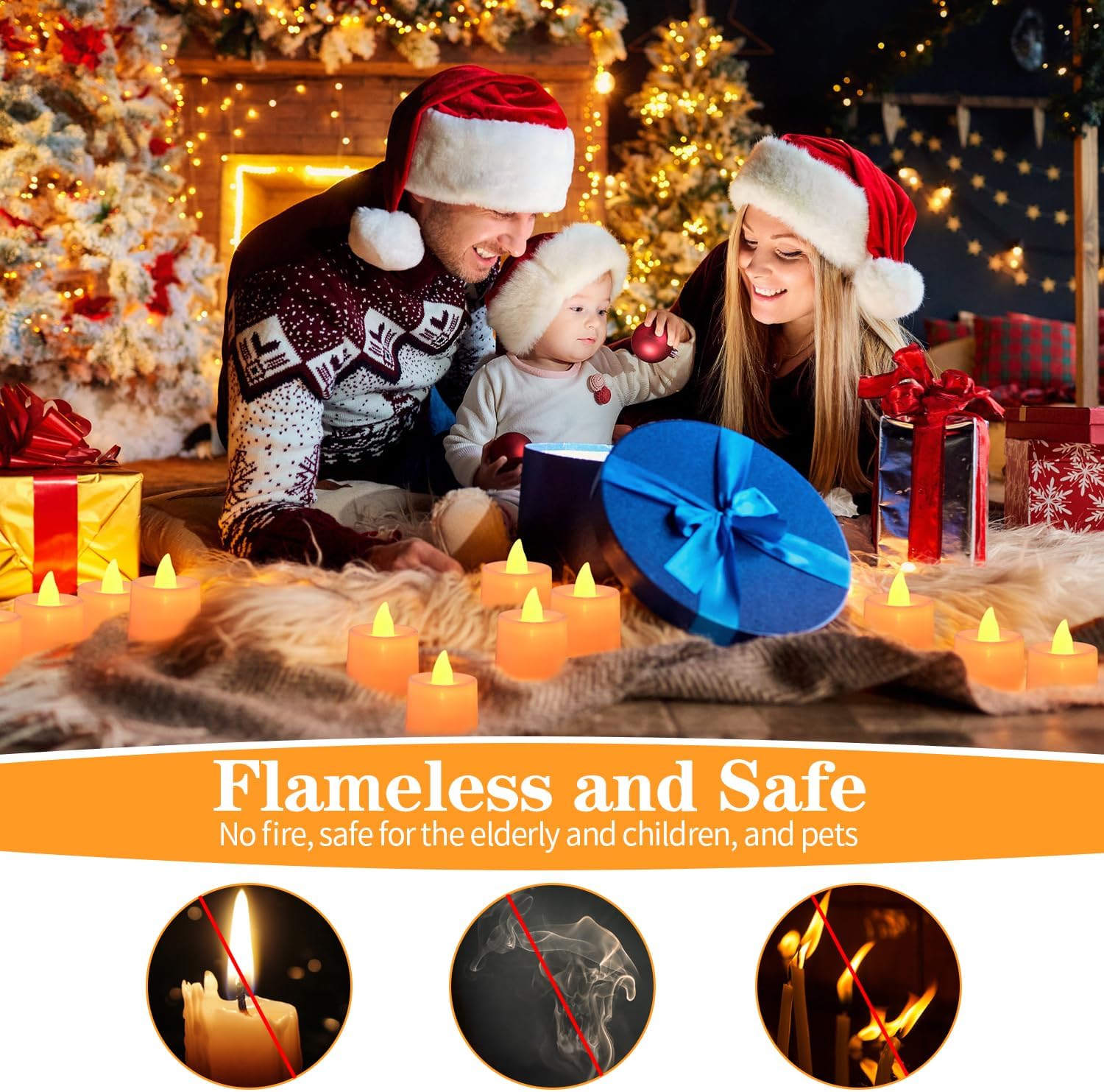 KOABY 25/50/100 Pack Flameless Votive Candles, Last 8H+, Warm Yellow Light, No Timer or Flickering