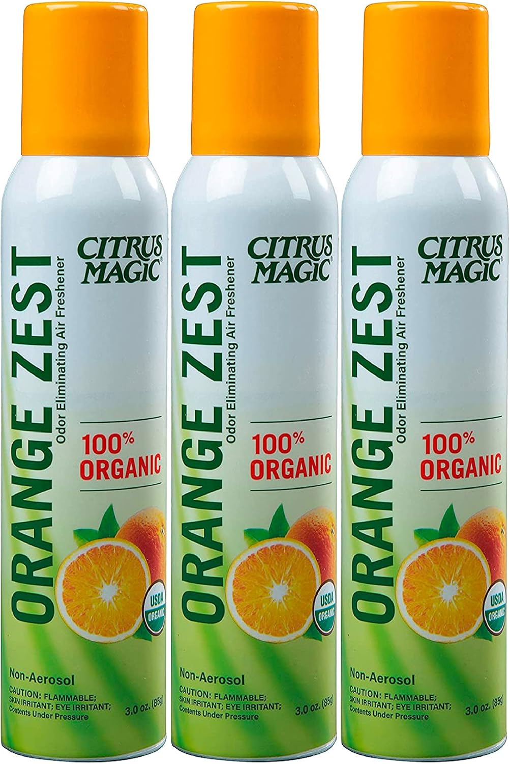 Citrus Magic Organic Natural Odor Eliminating Air Freshener Spray, Orange Zest, 3-Ounce, Pack of 3