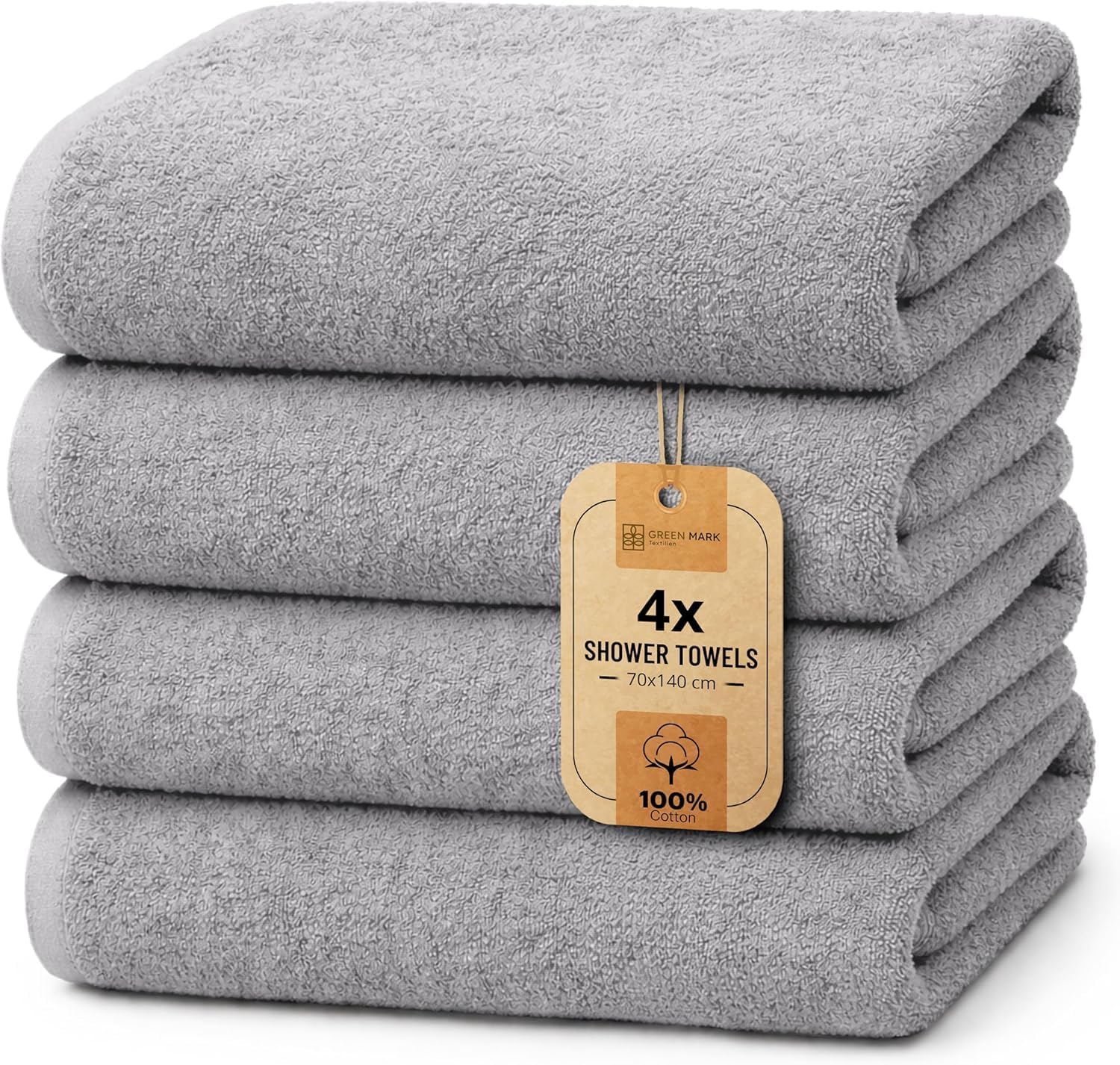 GreenMark 4-Piece Large Towel Set - 100% Cotton, Soft, Absorbent and Durable Bath Towels for Home, Spa, Gym - 27 x 54 in, Anthracite Grey