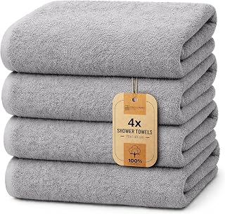 GreenMark 4-Piece Large Towel Set - 100% Cotton, Soft, Absorbent and Durable Bath Towels for Home, Spa, Gym - 27 x 54 in, Anthracite Grey