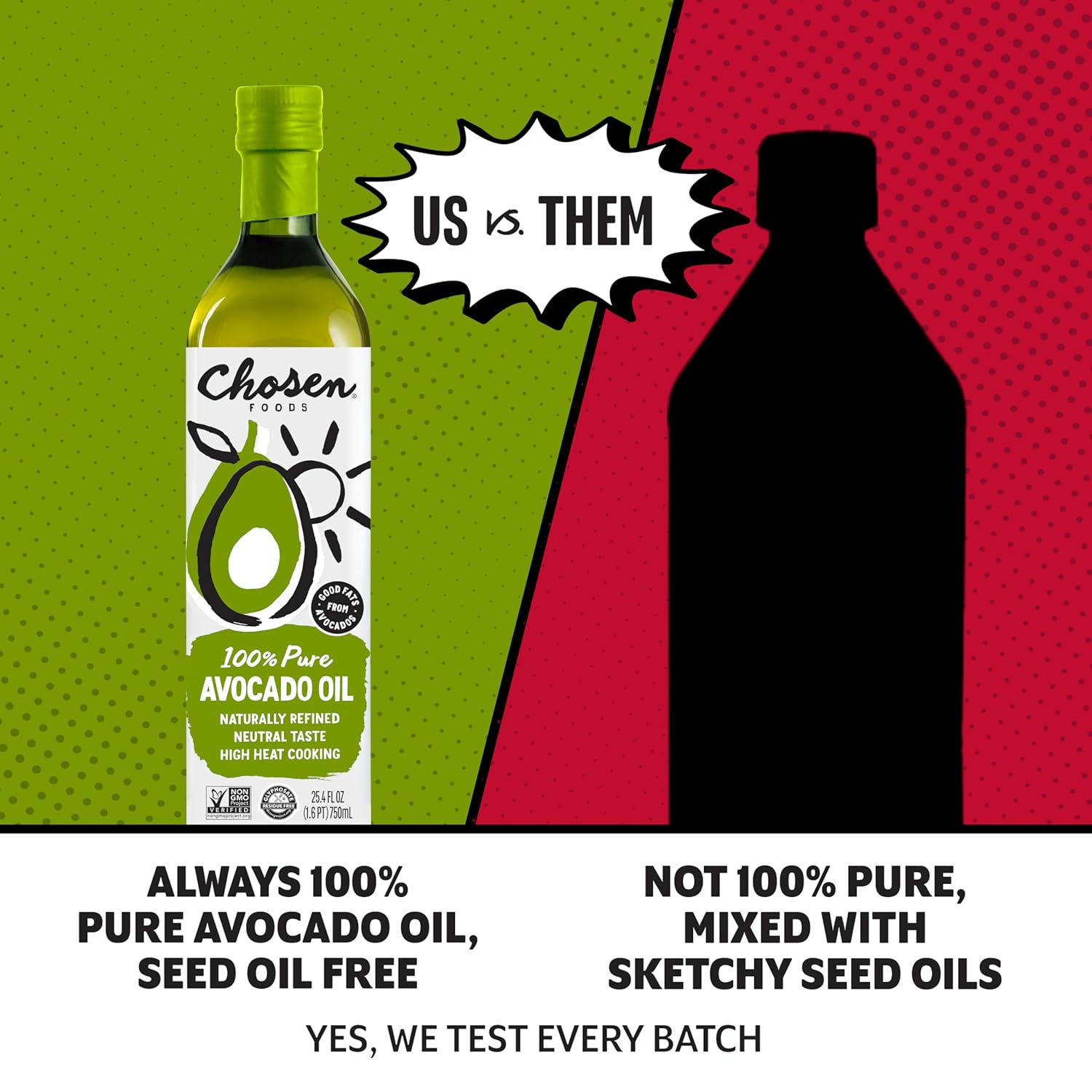 Chosen Foods Avocado Oil, 16.9 Fl Oz - All Purpose Cooking Oil made from 100% Pure Avocados - Non-GMO, Gluten-Free, Keto Friendly, Glyphosate Free - 500mL (Pack Of 1)