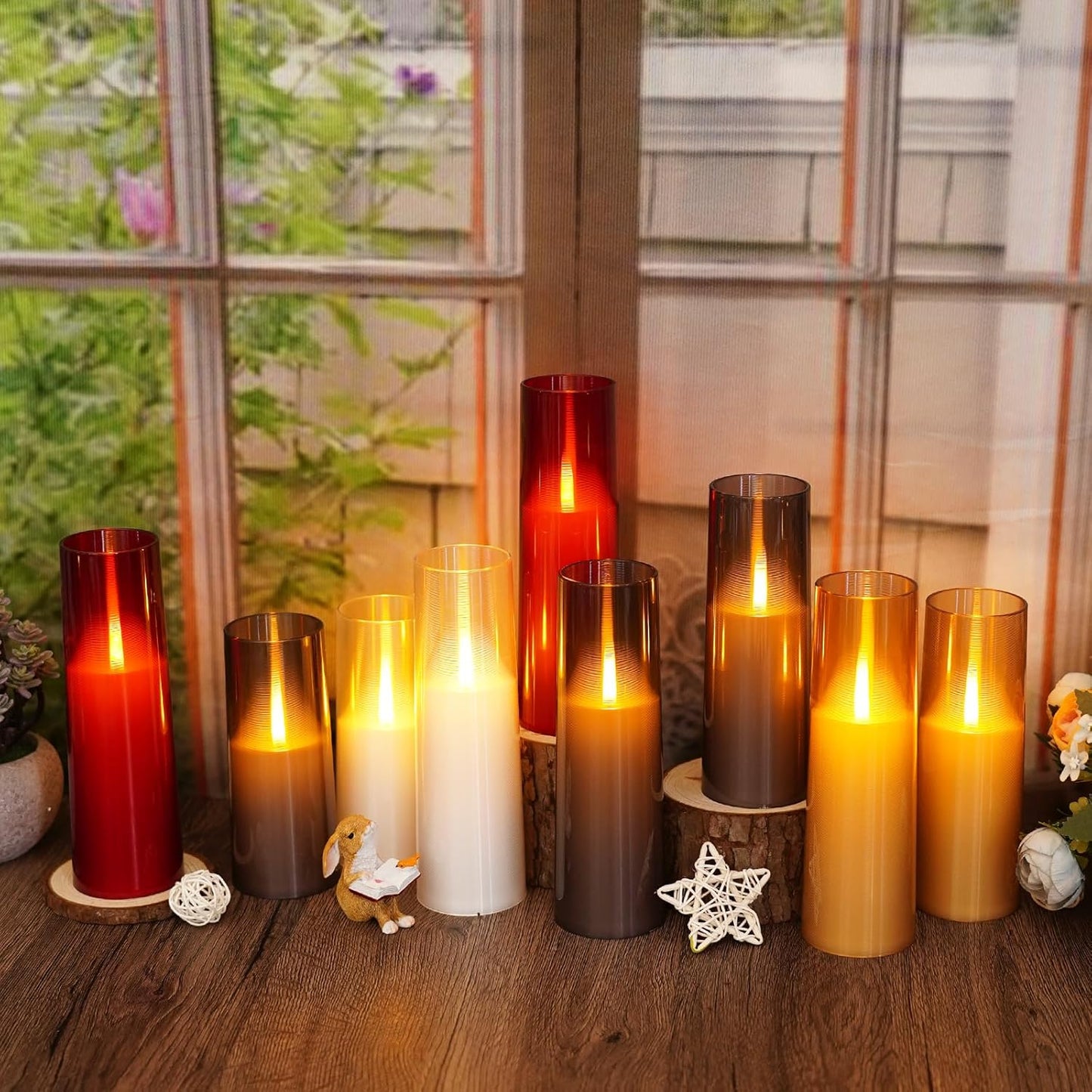 kakoya Flameless LED Candles Upgraded Realistic Flickering Flame,7Pcs Battery Operated Candles with Remote Timers,LED Pillar Candles for Home Decor,Christmas,and Parties（White）