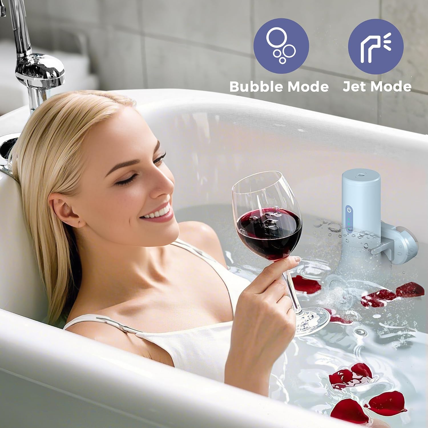 MOMFANN Bath Jets for Tub, Portable Jet Spa for Bathtub, Bubble/Jet Mode, 3-Level Adjustable, Idea Gift Bath Spa for Gifts for Women