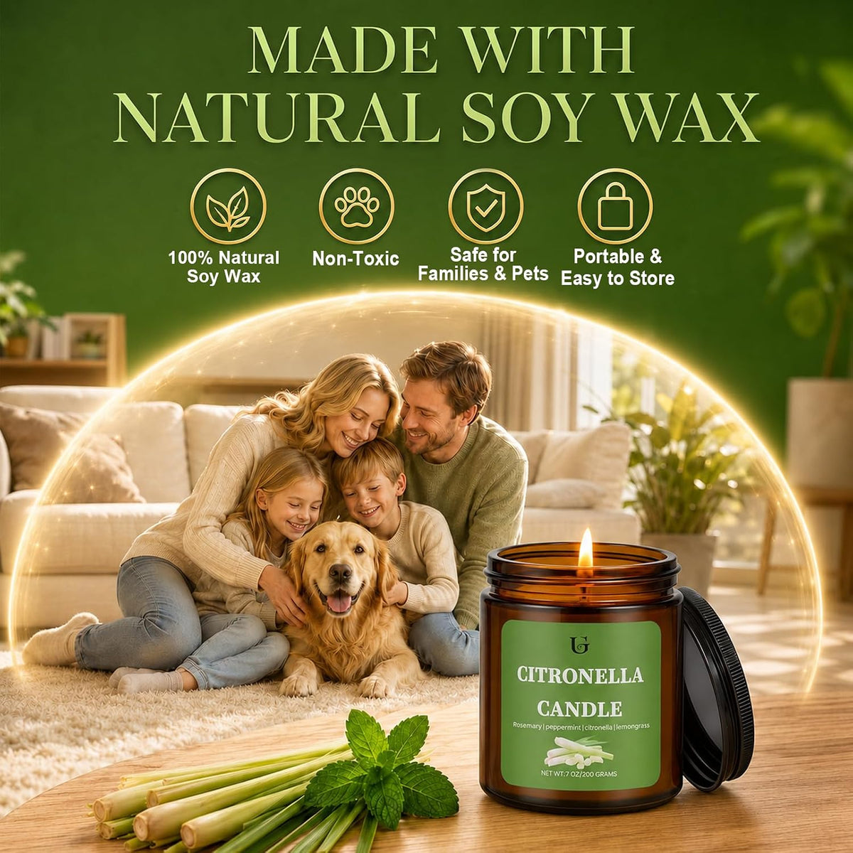 Citronella Candles Outdoor for Camping Patio Indoor Yard 7oz 1 Pack