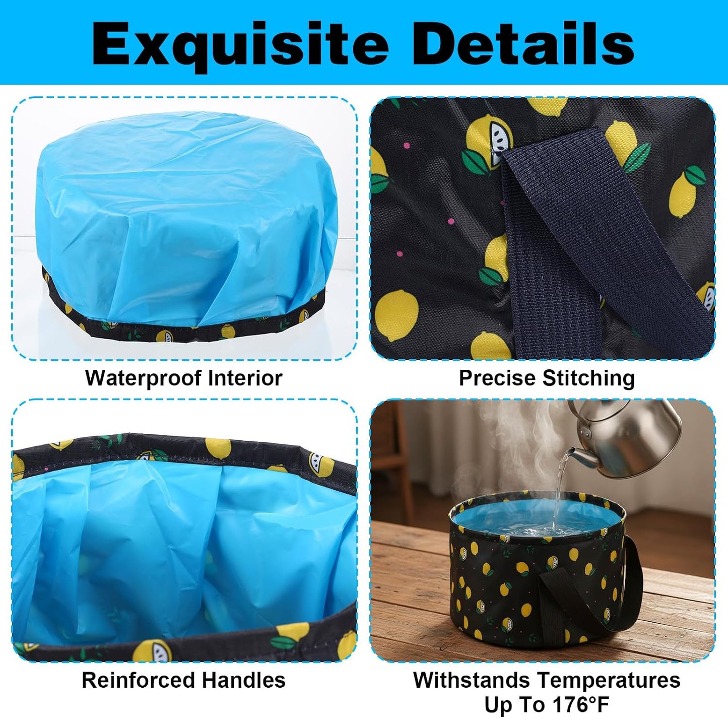 Foldable Bucket for Soaking Feet - Portable Foot Bath Tub Spa Basin for Travel, Home Pedicure & Outdoor Camping (Black)
