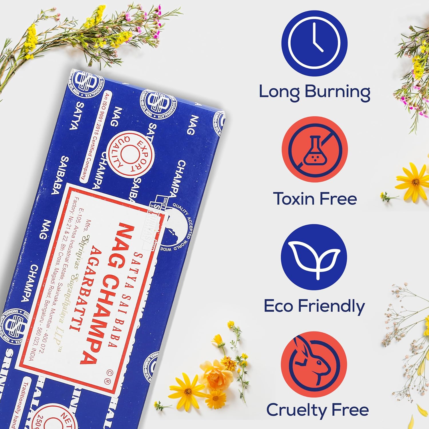 Satya Sai Baba Nagchampa Incense Sticks 250 gm Pack with Raajsee Insence Stick Holder, Inscent Sticks NagChampa Agarbatti, Natural & Chemical Free