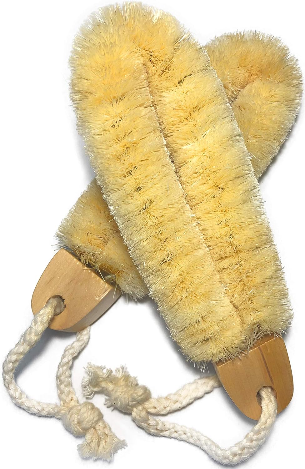 2PACK Quality SISAL All Natural Spa Foot Brush with Wooden Handle - Dry or Wet Use - 7.3 inch Length - Exfoliates, Improves Blood Circulation, Cellulite Reduction