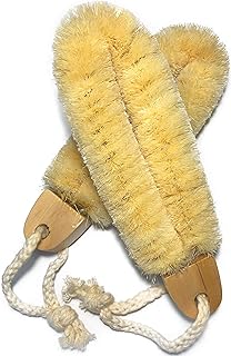 2PACK Quality SISAL All Natural Spa Foot Brush with Wooden Handle - Dry or Wet Use - 7.3 inch Length - Exfoliates, Improves Blood Circulation, Cellulite Reduction