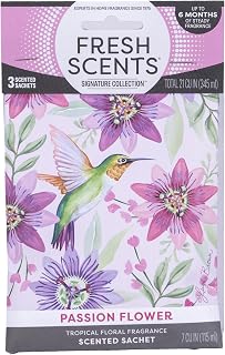 Fresh Scents | Scented Sachet Packet | Passion Flower | Air Freshener Bags for Drawers, Closets, Cars | 3 Pack | Long Lasting Home Fragrance