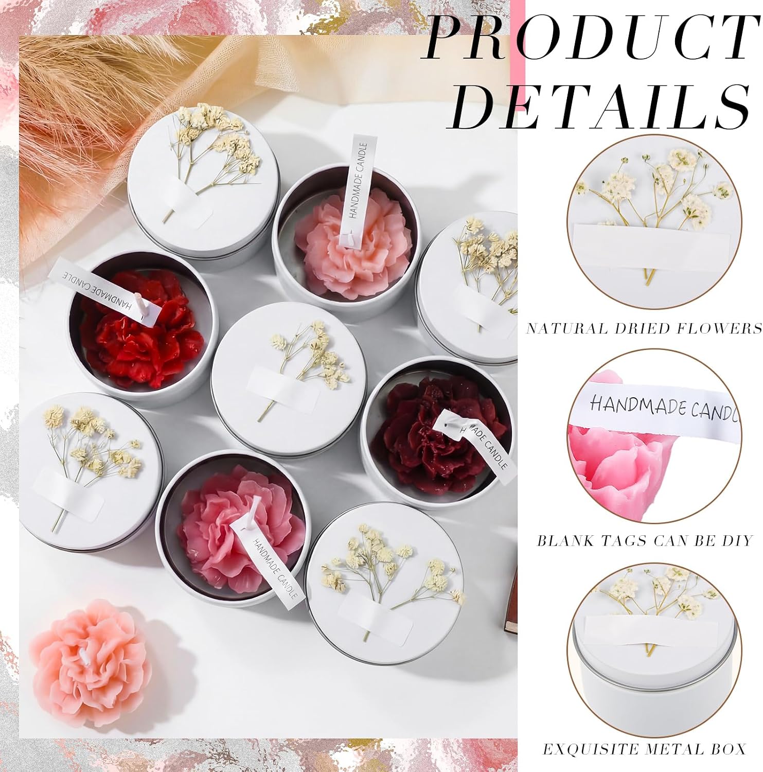 Threlaco 12 Pcs Flower Candles Scented Bridesmaid Gift Set Soy Wax Aromatherapy Candles Bulk for Wedding Bridal Shower Home Guests Women Valentines Mothers Day Anniversaries Favor(Red Gradient)