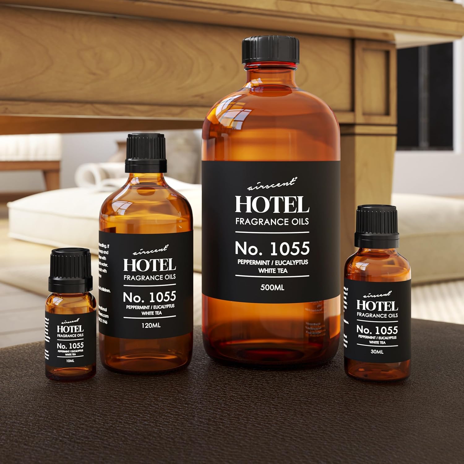 AirScent Hotel Diffuser Oil No. 1055 Inspired by Energize Hotel Scent - Peppermint Eucalyptus White Tea - Fragrance Oil Blend for Ultrasonic and Waterless Diffusers and Crafting - 10 mL