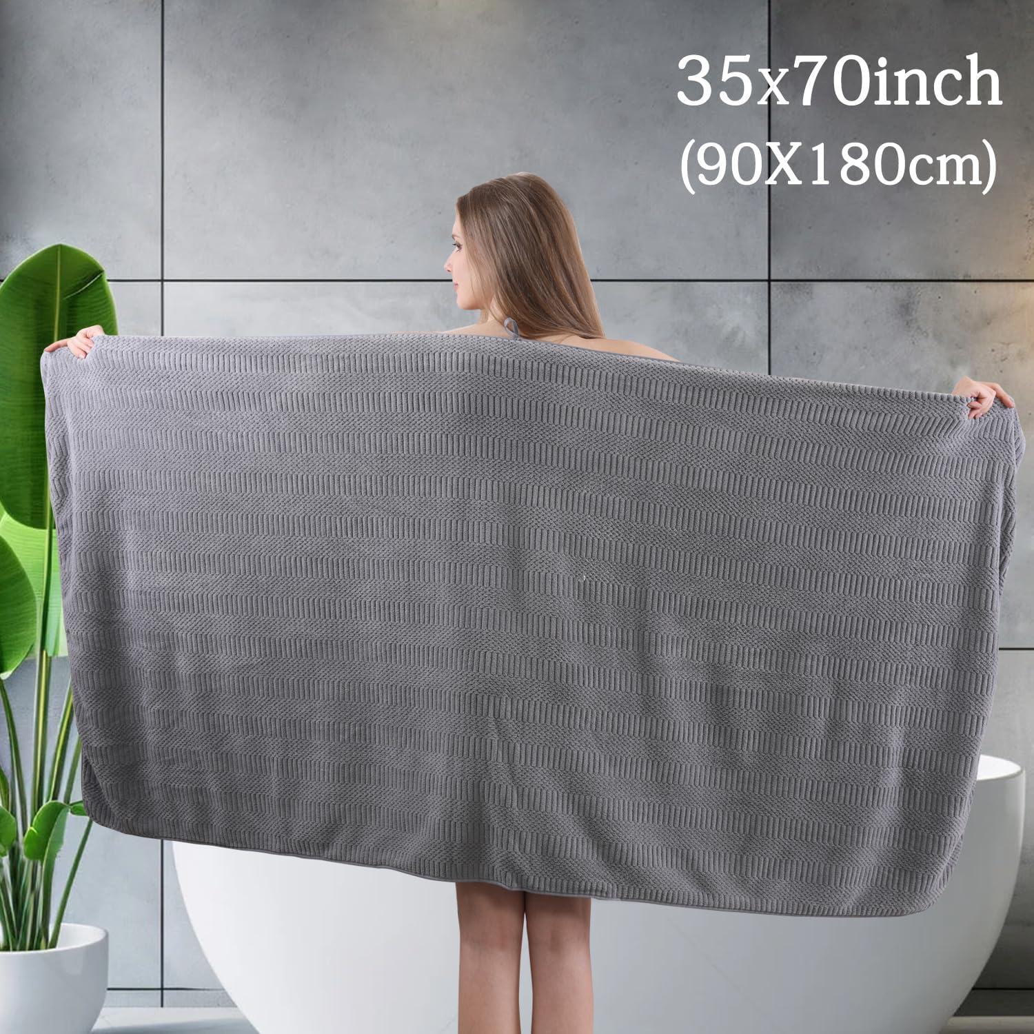 8 Piece Bath Towel Set-2 Oversized Bath Sheets(35"x70"),2 Hand Towels,4 Washcloths-Extra Large Microfiber Towel Sets,Less Lint Highly Absorbent & Quick Dry Bath Towels for Bathroom Gym Pool, Grey