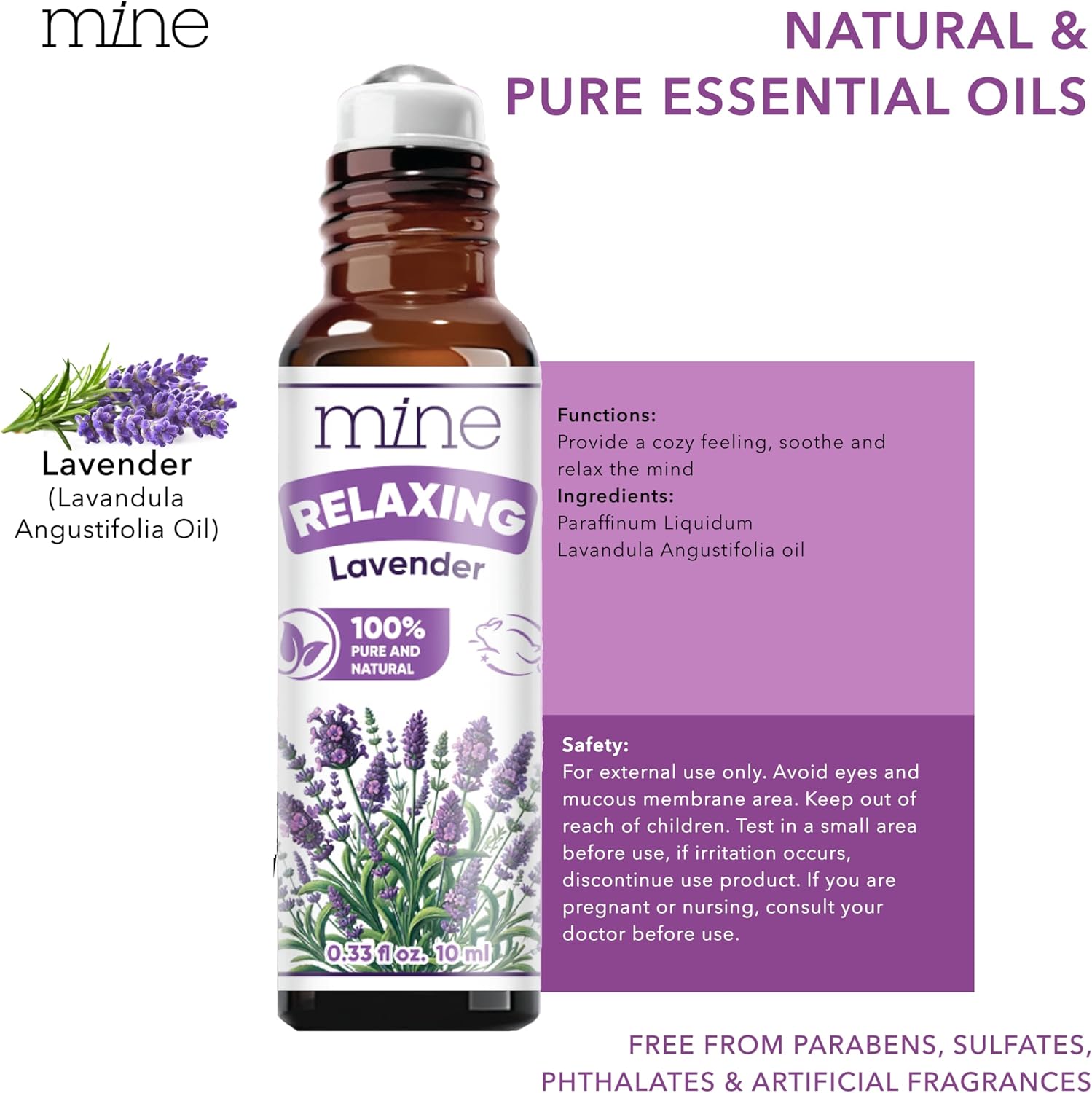 Mine Lavender Essential Oil Roll On – 100% Pure Natural Lavender Oil – Relaxation Gift for Women & Self Care Lovers