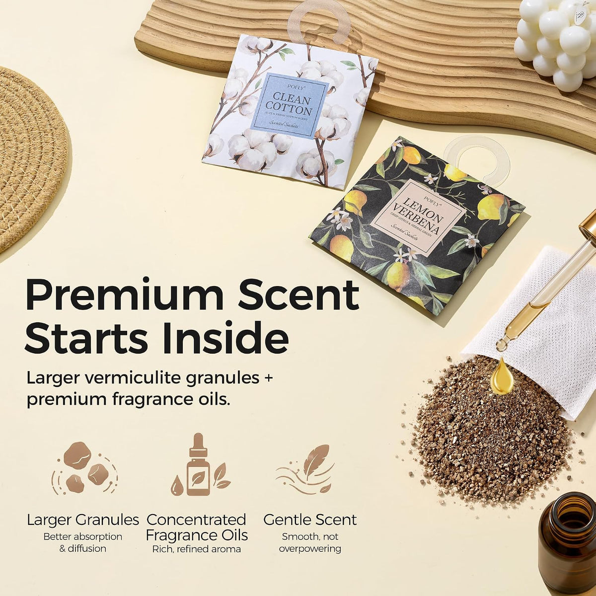 12 Pack Lemon Scented Sachets, Air Freshener for Home &amp; Small Spaces