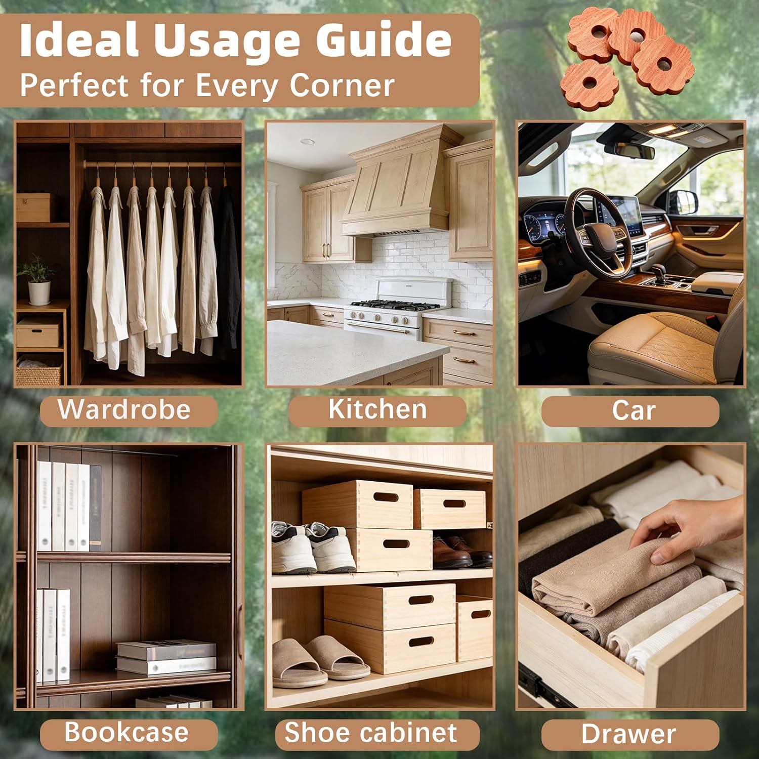 Cedar Blocks for Clothes Storage, 50 Pack 100% Natural Cedar Rings for Wardrobe Closet,Aromatic Scent Cedar Rings for Clothes Storage, Closets Clothes Hangers and Drawers