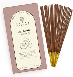 KarmaPledge Patchouli Incense Sticks, Burn Time 45-60 Min, 100 Sticks