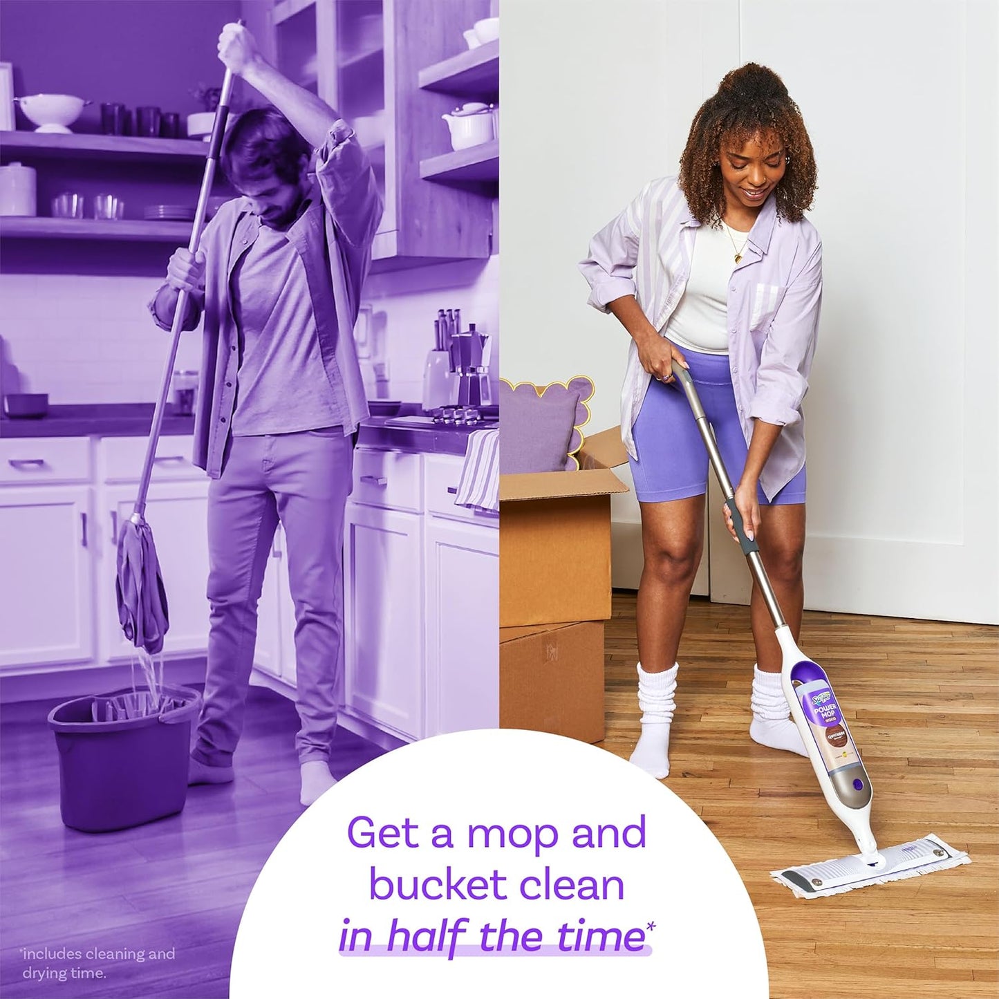 Swiffer Power Mop Wood Refill Solution, QuickDry Hardwood Floor Cleaner for Mopping Home, Bathroom, Kitchen, All Purpose Multi-Surface Solution for Floor Cleaning, Lemon Scent, 50.7 oz
