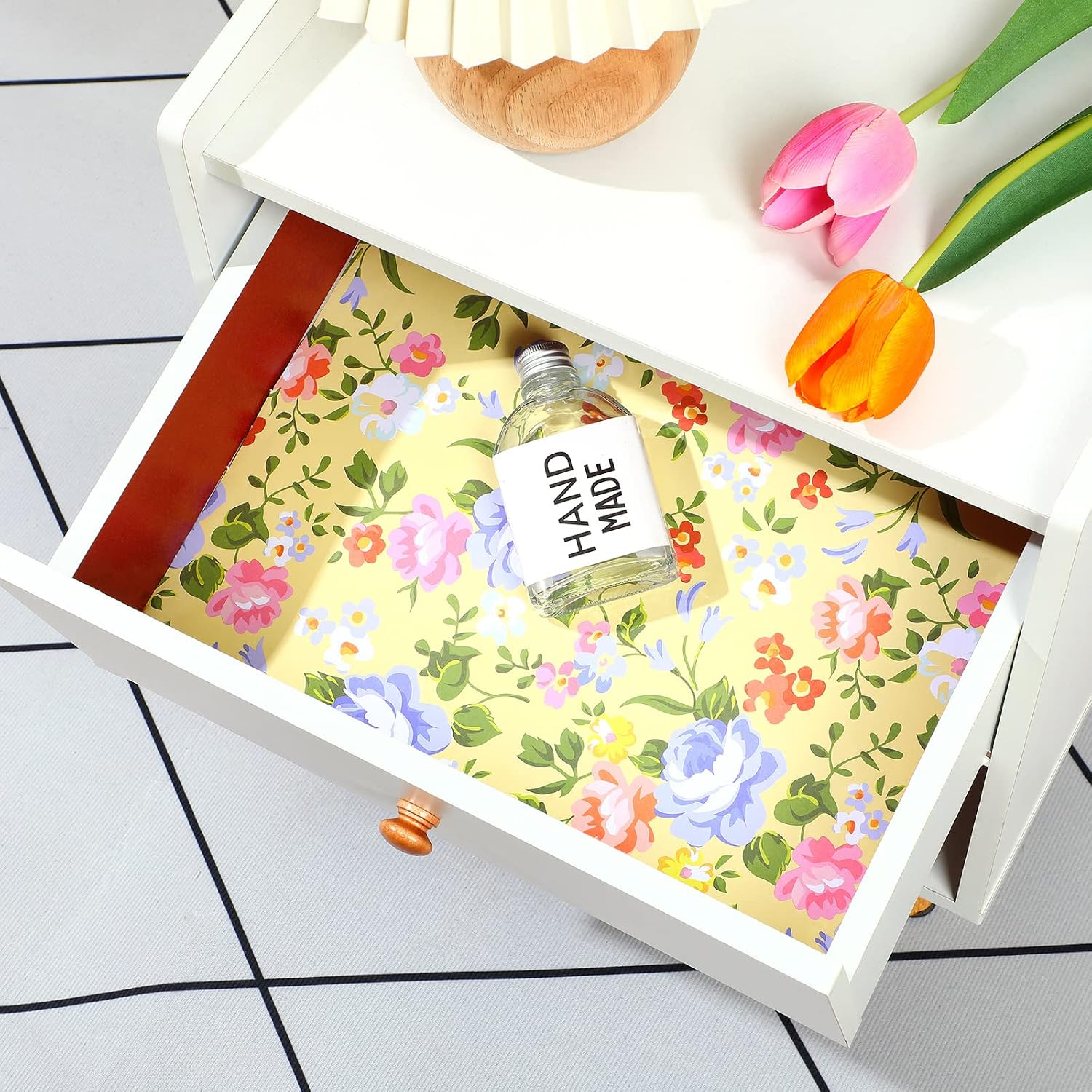Gersoniel 10 Sheets Drawer Liners for Dresser Scented Drawer Liners Non Adhesive Scented Paper for Fragrant Home Shelf Closet(Lavender,Colorful Flowers)