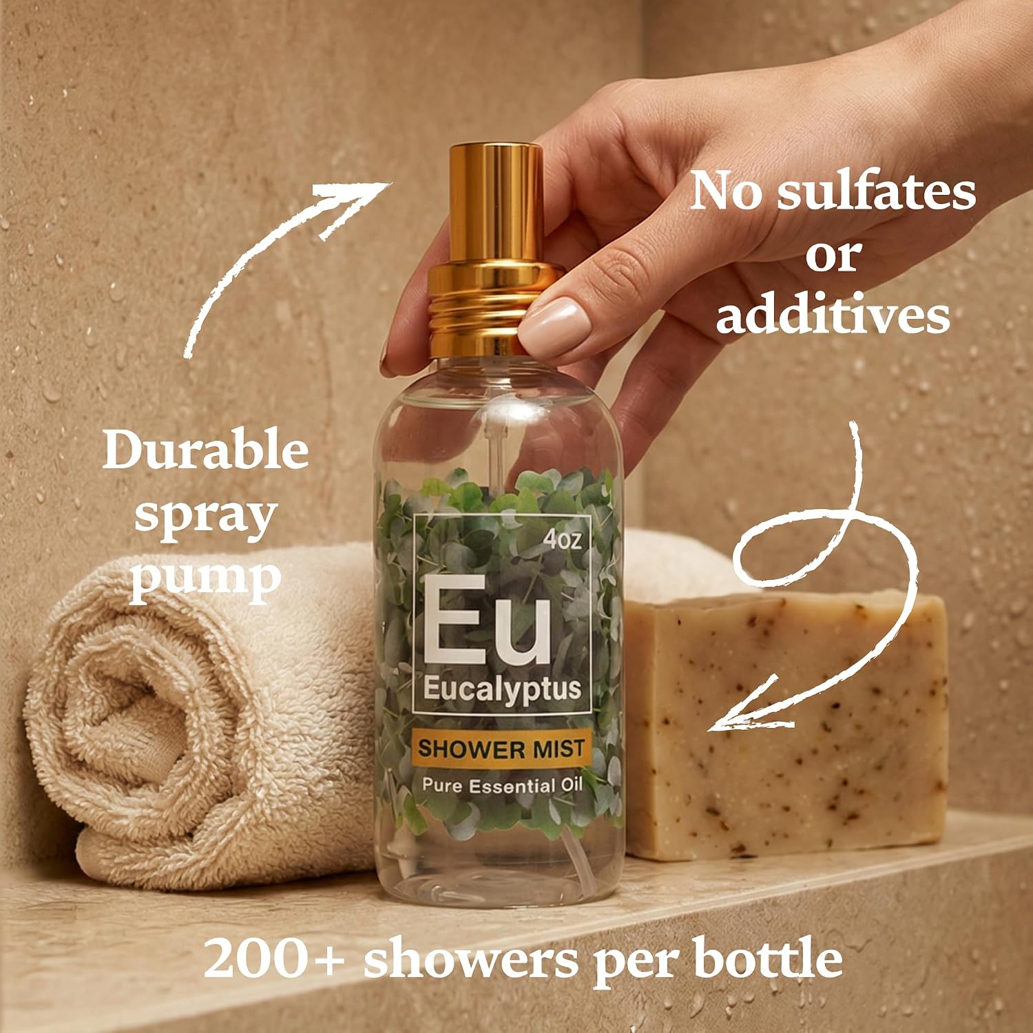 Eucalyptus Shower Spray - 100% Pure Eucalyptus Spray, Spa-Grade Aromatherapy Shower Mist - Essential Oil Steamer, Made in USA (2 oz)