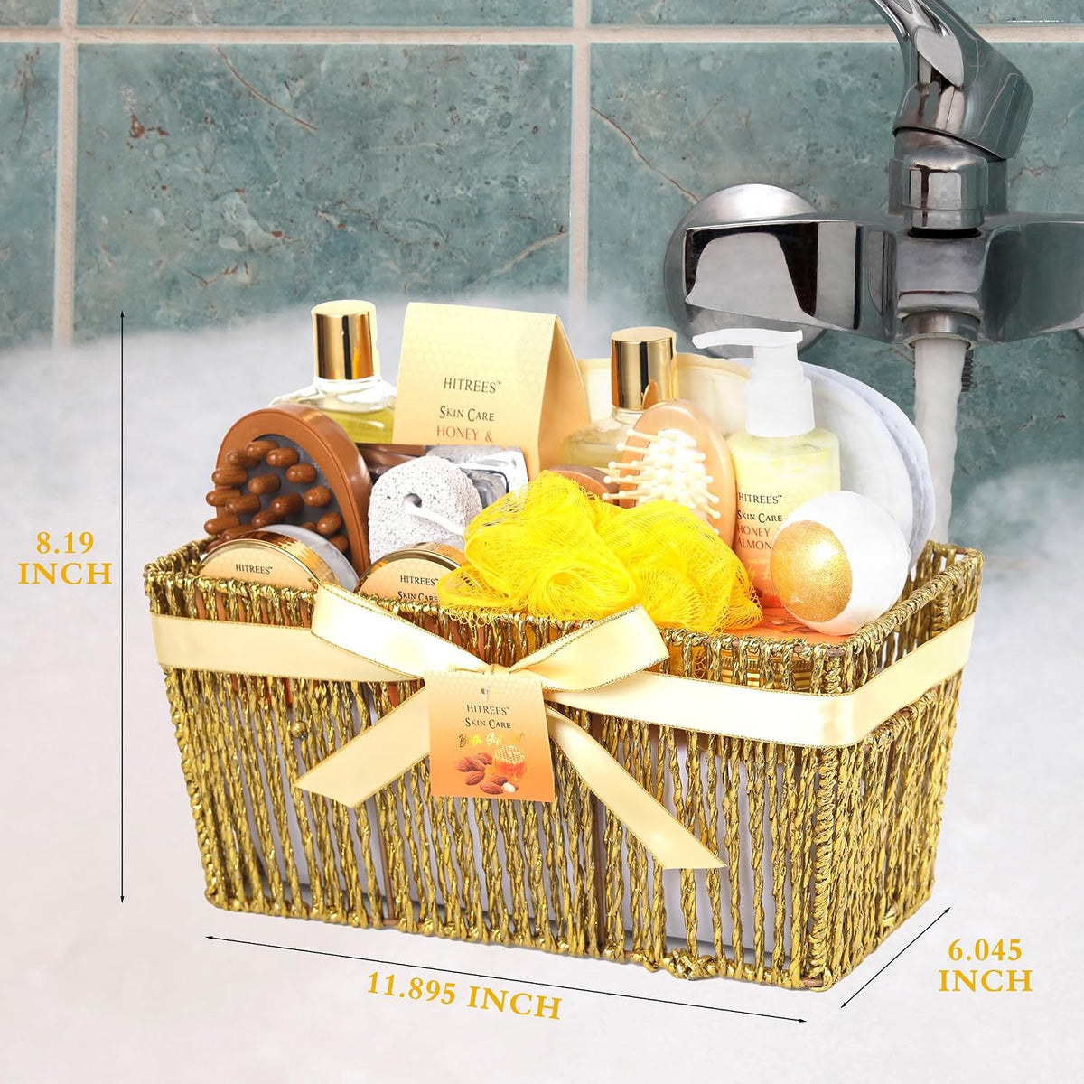 Gift Basket for Women, 18Pcs Honey Almond Milk Bath and Body Gift Basket