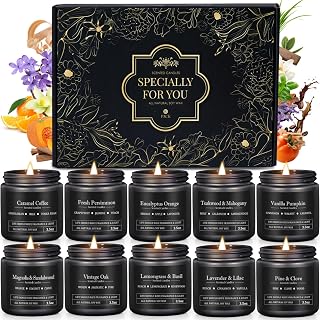 10 Pack Scented Candles for Men, Masculine Candle Gift Set with Woody & Fresh Scents, Soy Wax Aromatherapy Candles for Home, Gifts for Him, Boyfriend, Father's Day