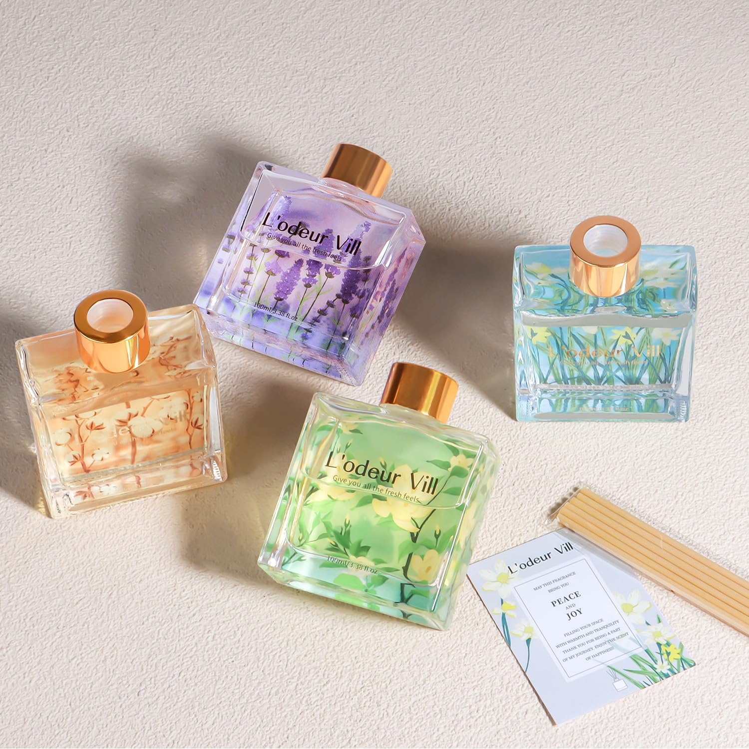 Reed Diffuser Set/Lavender Geranium/3.38 fl.oz（100ML）/1 Pack with 6 Reed Sticks/Home Fragrance Diffuser, Oil Scent Diffuser for Bathroom Shelf Decor.