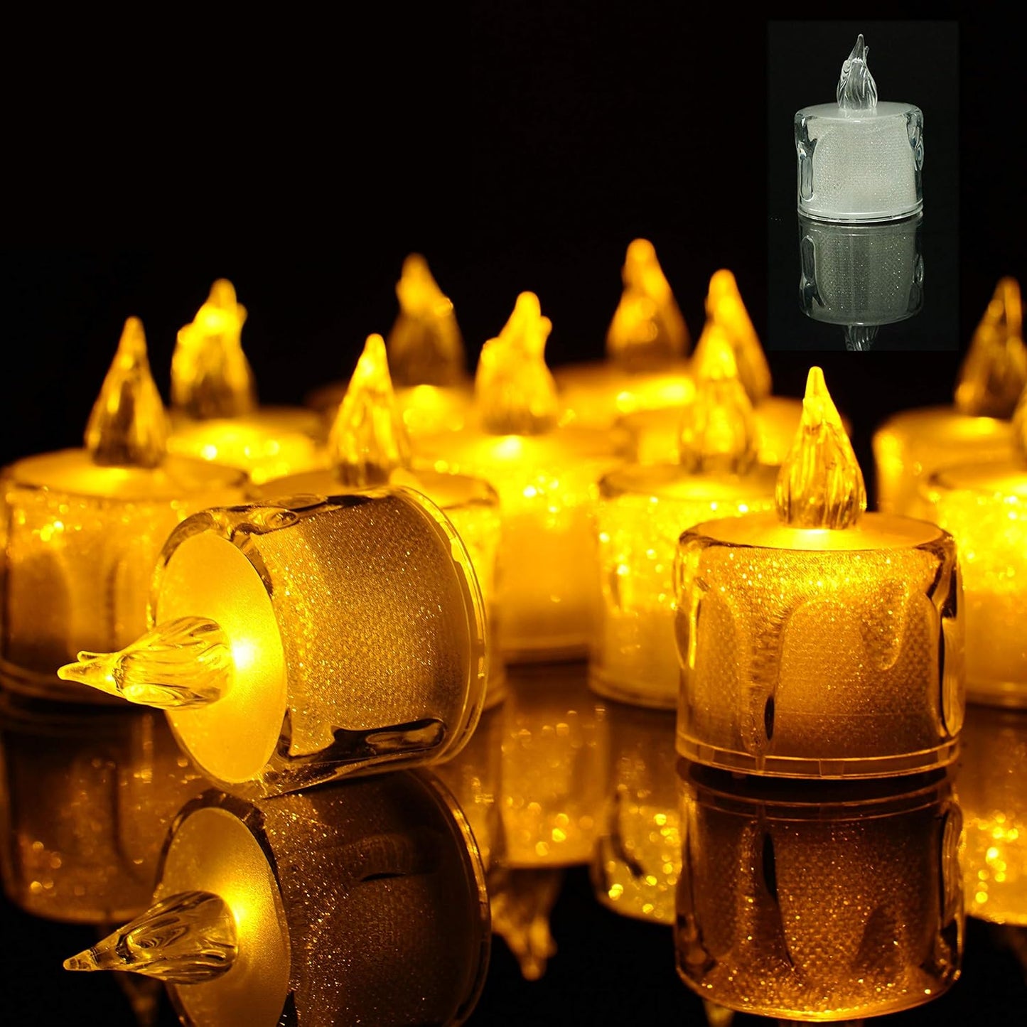 Flameless LED Tea Light Candles Battery-Powered Unscented LED Tealight Candles, Fake Candles, Tealights (Warm White)
